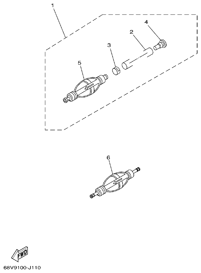 Yamaha F200FET, FL200FET FUEL 2 parts diagram